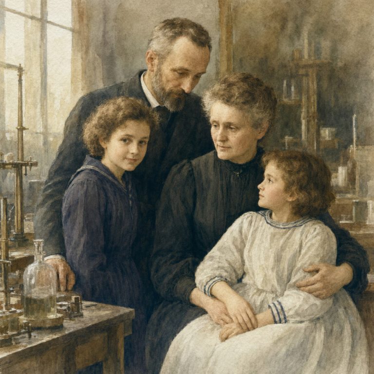 Editorial illustration for The Curie Family: When Capability Became the Inheritance