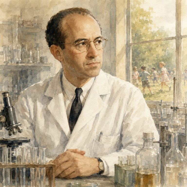 Editorial illustration for Jonas Salk: The Discovery That Belonged to Everyone