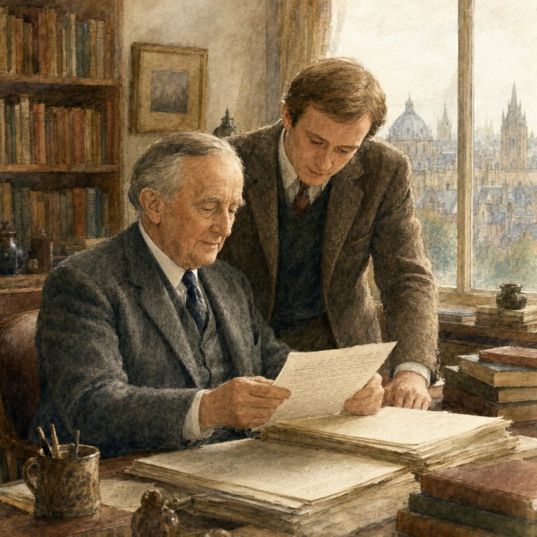 Editorial illustration for The Tolkien Family: The Heir Who Became an Editor